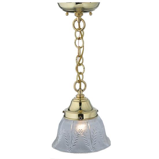 Meyda Lighting Revival 8" Polished Brushed Summer Wheat Mini Pendant Light With Clear Shade Glass