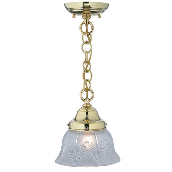 Meyda Lighting Revival 8" Polished Brushed Summer Wheat Mini Pendant Light With Clear Shade Glass