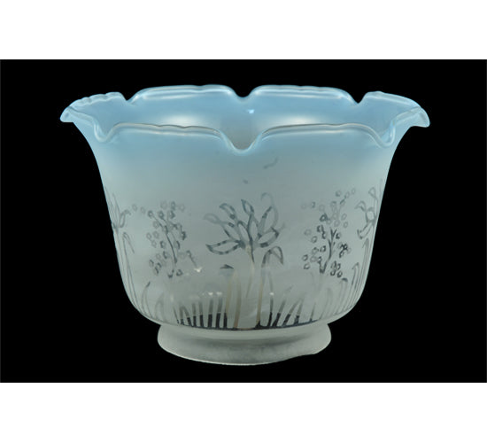 Meyda Lighting Revival 8" Ruffle Frost & Blue Etched Shade Glass