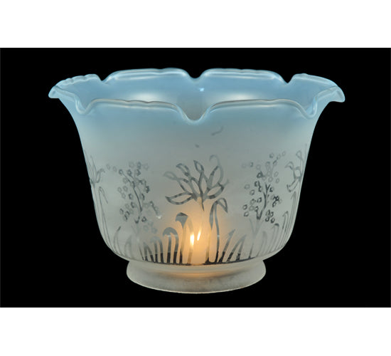 Meyda Lighting Revival 8" Ruffle Frost & Blue Etched Shade Glass