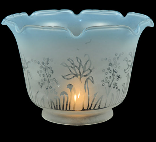 Meyda Lighting Revival 8" Ruffle Frost & Blue Etched Shade Glass