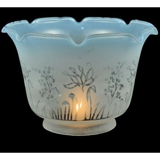 Meyda Lighting Revival 8" Ruffle Frost & Blue Etched Shade Glass