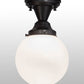 Meyda Lighting Revival 8" Textured Black Schoolhouse Flush Mount Light With White Opal Shade Glass