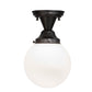 Meyda Lighting Revival 8" Textured Black Schoolhouse Flush Mount Light With White Opal Shade Glass