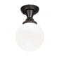Meyda Lighting Revival 8" Textured Black Schoolhouse Flush Mount Light With White Opal Shade Glass