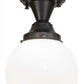 Meyda Lighting Revival 8" Textured Black Schoolhouse Flush Mount Light With White Opal Shade Glass
