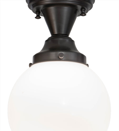 Meyda Lighting Revival 8" Textured Black Schoolhouse Flush Mount Light With White Opal Shade Glass