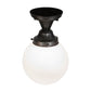 Meyda Lighting Revival 8" Textured Black Schoolhouse Flush Mount Light With White Opal Shade Glass