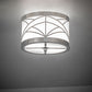 Meyda Lighting Revival 9" 2-Light Polished Stainless Steel Deco Cilindro Flush Mount Light With Statuario Idalight Shade Glass