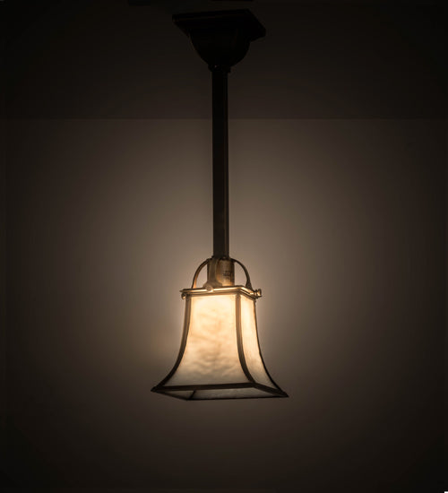 Meyda Lighting Revival 9" Antique Brass Mini Pendant Light With White Art Shade Glass