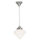 Meyda Lighting Revival 9" Antique Nickel Schoolhouse Mini Pendant Light With White Opal Deco Cone Shade Glass