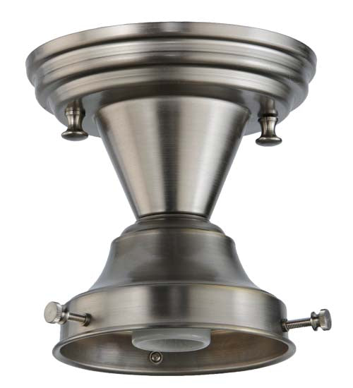 Meyda Lighting Revival 9" Brushed Nickel Schoolhouse Semi-flush Mount Ceiling Light With Whitestone Emma Globe Opal Shade Glass
