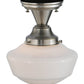 Meyda Lighting Revival 9" Brushed Nickel Schoolhouse Semi-flush Mount Ceiling Light With Whitestone Emma Globe Opal Shade Glass
