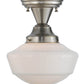 Meyda Lighting Revival 9" Brushed Nickel Schoolhouse Semi-flush Mount Ceiling Light With Whitestone Emma Globe Opal Shade Glass