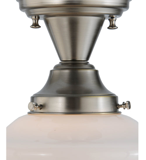 Meyda Lighting Revival 9" Brushed Nickel Schoolhouse Semi-flush Mount Ceiling Light With Whitestone Emma Globe Opal Shade Glass