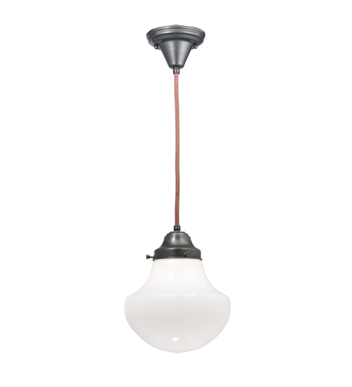 Meyda Lighting Revival 9" Craftsman Brown Schoolhouse Classic Mini Pendant Light With White Opal Shade Glass