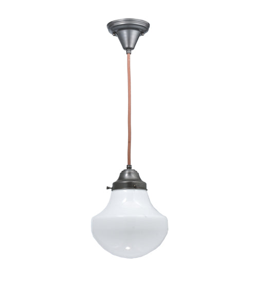 Meyda Lighting Revival 9" Craftsman Brown Schoolhouse Classic Mini Pendant Light With White Opal Shade Glass