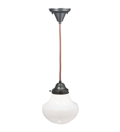 Meyda Lighting Revival 9" Craftsman Brown Schoolhouse Classic Mini Pendant Light With White Opal Shade Glass
