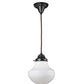 Meyda Lighting Revival 9" Craftsman Brown Schoolhouse Classic Mini Pendant Light With White Opal Shade Glass