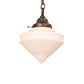 Meyda Lighting Revival 9" Craftsman Brown Schoolhouse Deco Cone Mini Pendant Light With White Opal Shade Glass