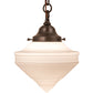 Meyda Lighting Revival 9" Craftsman Brown Schoolhouse Deco Cone Mini Pendant Light With White Opal Shade Glass