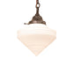 Meyda Lighting Revival 9" Craftsman Brown Schoolhouse Deco Cone Mini Pendant Light With White Opal Shade Glass