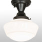 Meyda Lighting Revival 9" Craftsman Brown Schoolhouse Semi-flush Light With White Opal Shade Glass