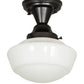 Meyda Lighting Revival 9" Craftsman Brown Schoolhouse Semi-flush Light With White Opal Shade Glass