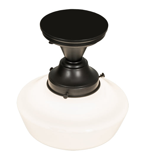 Meyda Lighting Revival 9" Craftsman Brown Schoolhouse Semi-flush Light With White Opal Shade Glass
