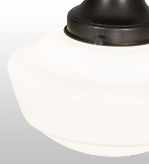 Meyda Lighting Revival 9" Craftsman Brown Schoolhouse Semi-flush Light With White Opal Shade Glass