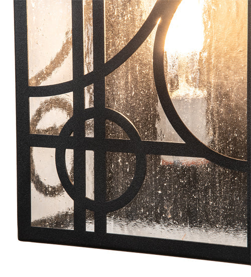 Meyda Lighting Revival 9" Textured Black Deco Wall Sconce With Clear Seeded Shade Glass