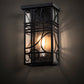 Meyda Lighting Revival 9" Textured Black Deco Wall Sconce With Clear Seeded Shade Glass