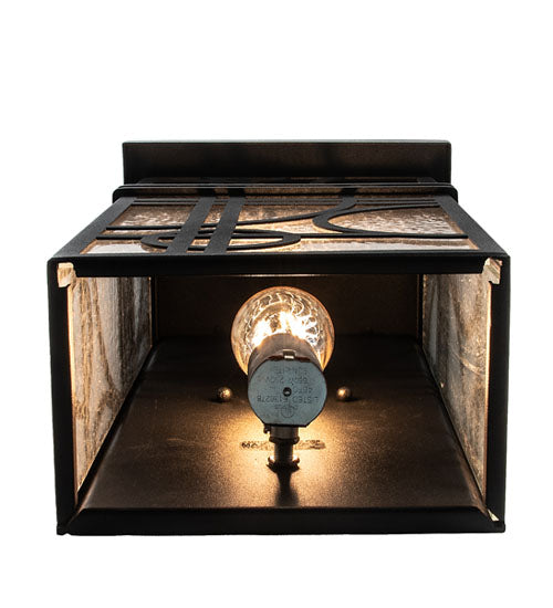 Meyda Lighting Revival 9" Textured Black Deco Wall Sconce With Clear Seeded Shade Glass