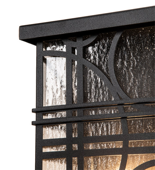 Meyda Lighting Revival 9" Textured Black Deco Wall Sconce With Clear Seeded Shade Glass