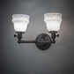 Meyda Lighting Revival Chelsea 15" 2-Light Black On Brass Garland Wall Sconce With White Shade Glass