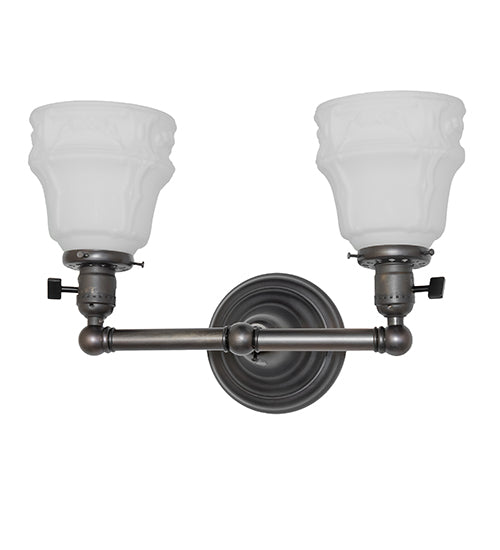 Meyda Lighting Revival Chelsea 15" 2-Light Black On Brass Garland Wall Sconce With White Shade Glass