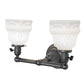 Meyda Lighting Revival Chelsea 15" 2-Light Black On Brass Garland Wall Sconce With White Shade Glass