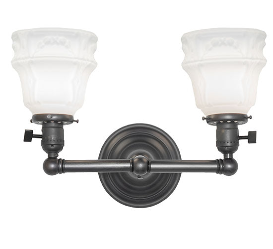 Meyda Lighting Revival Chelsea 15" 2-Light Black On Brass Garland Wall Sconce With White Shade Glass