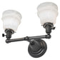Meyda Lighting Revival Chelsea 15" 2-Light Black On Brass Garland Wall Sconce With White Shade Glass