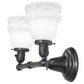 Meyda Lighting Revival Chelsea 15" 2-Light Black On Brass Garland Wall Sconce With White Shade Glass