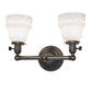 Meyda Lighting Revival Chelsea 15" 2-Light Black On Brass Garland Wall Sconce With White Shade Glass
