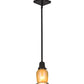 Meyda Lighting Revival Chelsea Favrile 4" Craftsman Brown Pendant Light With Gold & Yellow Iridescent Shade Glass