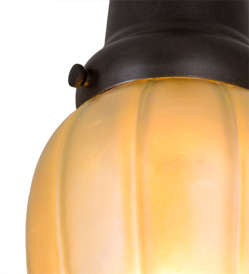 Meyda Lighting Revival Chelsea Favrile 4" Craftsman Brown Pendant Light With Gold & Yellow Iridescent Shade Glass