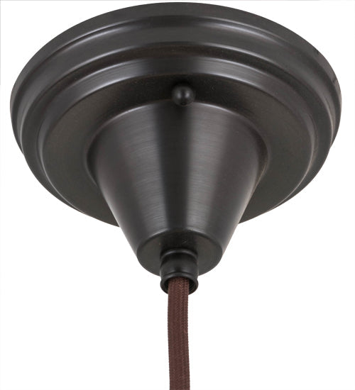 Meyda Lighting Revival Chelsea Favrile 5" Craftsman Brown Chelsea Favrile Mini Pendant Light With Gold & Yellow Iridescent Shade Glass