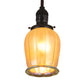 Meyda Lighting Revival Chelsea Favrile 5" Craftsman Brown Chelsea Favrile Mini Pendant Light With Gold & Yellow Iridescent Shade Glass