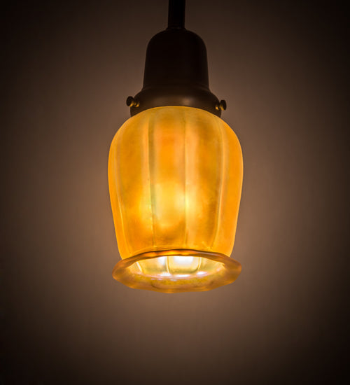 Meyda Lighting Revival Chelsea Favrile 6" Craftsman Brown Pendant Light With Gold & Yellow Iridescent Shade Glass