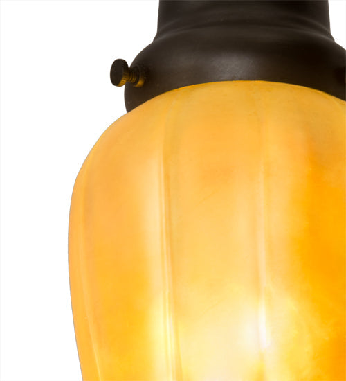 Meyda Lighting Revival Chelsea Favrile 6" Craftsman Brown Pendant Light With Gold & Yellow Iridescent Shade Glass