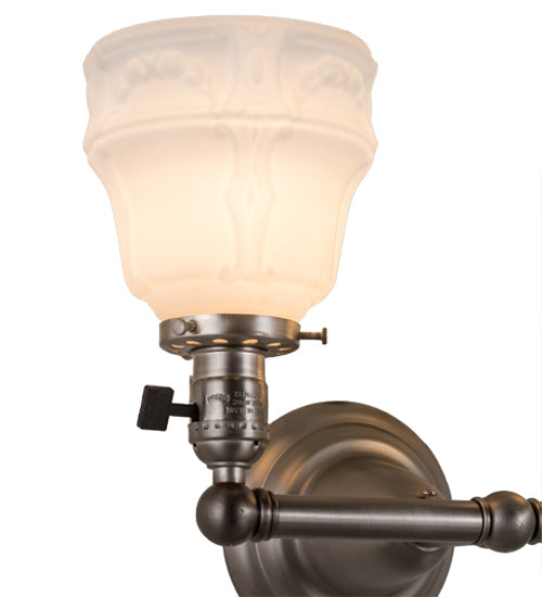 Meyda Lighting Revival Garland 16" 2-Light Brushed Nickel Wall Sconce With White Shade Glass