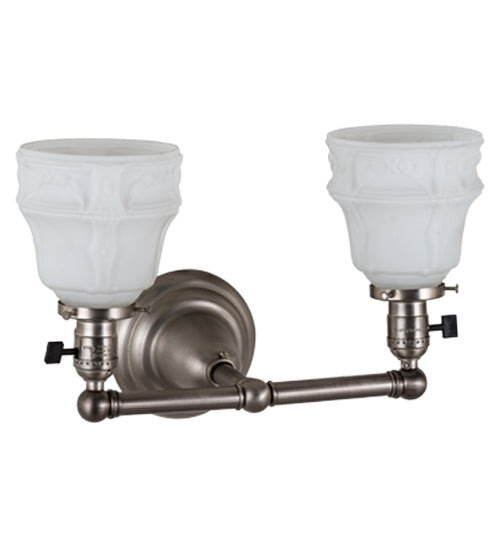 Meyda Lighting Revival Garland 16" 2-Light Brushed Nickel Wall Sconce With White Shade Glass