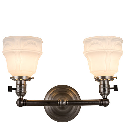 Meyda Lighting Revival Garland 16" 2-Light Brushed Nickel Wall Sconce With White Shade Glass